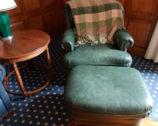 LEATHER CHAIR AND OTTOMAN