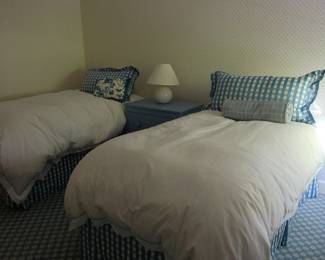 Twin Beds With Pillows And Bedskirts