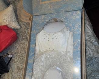 Vintage wedding dress preserved on June 1, 1981. Since when is 1981 Vintage anyway?
