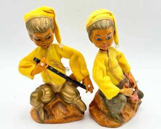 (2) 1960s vintage Tilso Golden Fantasy pixie elves