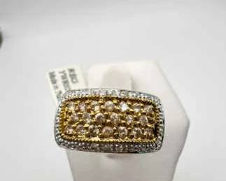 Two-Tone Plated Cubic Zirconia Ring With Tag