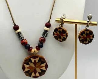 Lovely Wooden Necklace & Earring Set