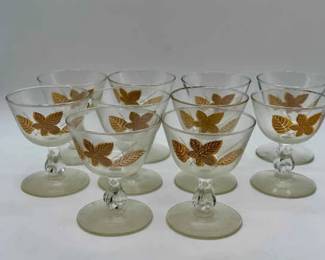 (10) Libbey Gold Leaves Champagne Coupes