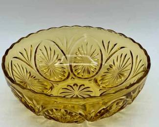 Anchor Hocking Medallion Honey Gold Glass Serving Bowl