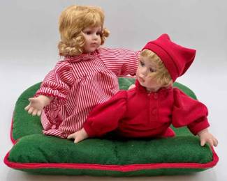 Heritage Signature Collection Ethan & Emma's Christmas Porcelain wind up dolls