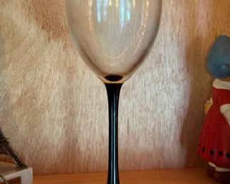 (12) Vintage Black Stemmed Wine Glasses