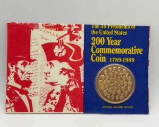 200 Year Commemorative Coin 1789-1989 Official Goldine Edition