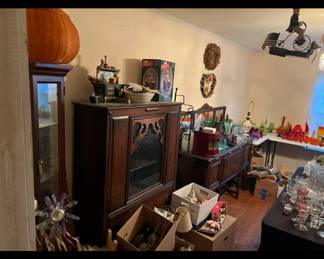 More antique furniture side board with mirror and lights