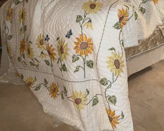 vintage Bucilla flower cross stitch quilt