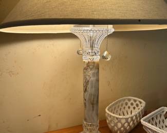 Stone/cut glass/lucite table lamp - very heavy!