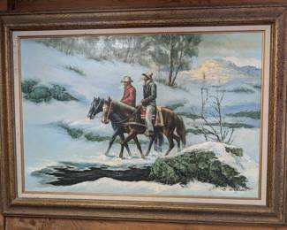 Oil on canvas original painting by B Wagener, spelling could be wrong on the last name. Haven't found the artist yet. still Looking.