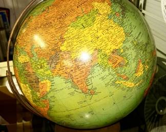 Vintage Mid Century 1950's REPLOGLE 16” LIBRARY GLOBE with wooden base (second view)