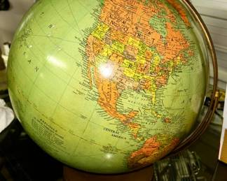 Vintage Mid Century 1950's REPLOGLE 16” LIBRARY GLOBE with wooden base