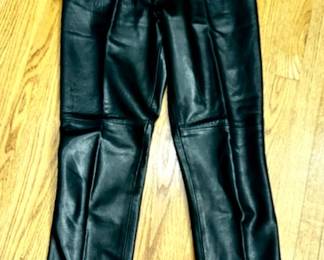 Black leather pants (lined), Made in England, England size 14, E 40