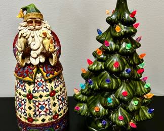 Jim Shore Santa with puppy's, vintage ceramic Christmas tree