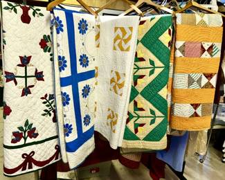 Vintage Hand crafted quilts, many are hand stitched