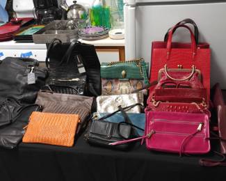 Purses, new, Francis Valentine, Kurt Geiger, Valentina, Patricia Nash, Italian designers, most all new with tags/without tags w/dust covers