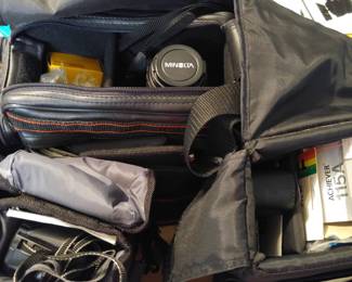 Minolta camera and accessories/bag, cannon camera 1991
