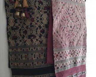 hand loomed silk table runners, vintage 1990's from Laos.