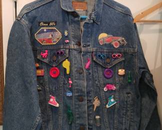 vintage 80's levi jacket, artist embellished
