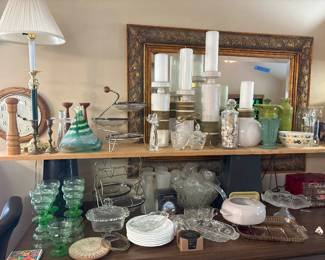 glass ware, mid century serving pieces, decor