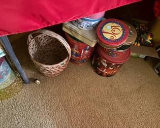 baskets, tins