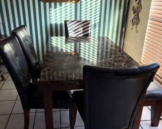 table and chairs with bench