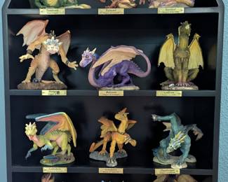 Fabulous Dragons by The Danbury Mint, circa 2000 until 2002, full collection with display case.