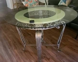 Glass Round Table Ornate Design