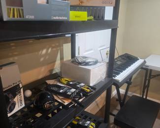 DJ audio type equipment, pianos, and other musical equipment
