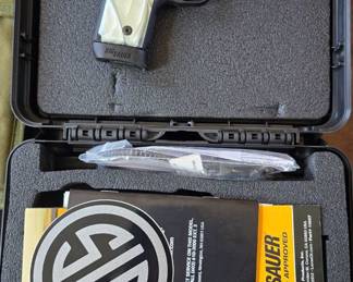 Sig Sauer P238 Pearl Series w/Custom White Pearl Grips 380 Auto (ACP) 2.7in Black Hard Anodized/Engraved Polished Black Pistol – 6+1 Rounds