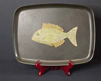 Vintage Couroc of Monterey California Tray with Inlaid Mosaic