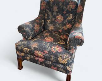 Hickory Chippendale Mahogany Chair and Ottoman