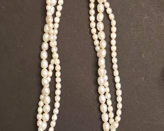 3 Strand Fresh Water Pearl Necklace with a 14k Gold Rose style Clasp
