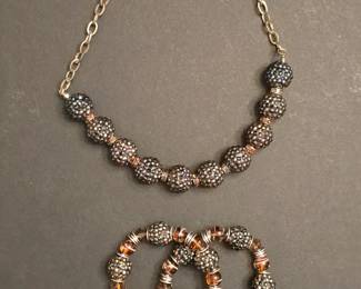 Womens Beaded Necklace and Bracelet Set