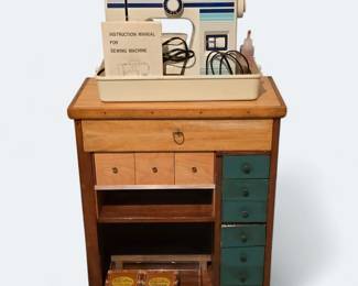 White Sewing Machine with Custom Made Sewing Chest