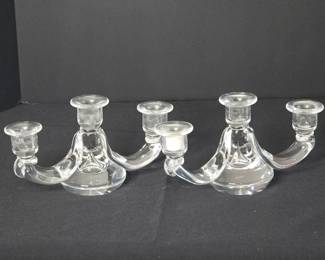 Stueben Crystal Art Glass Pair of Candlabra
