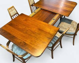 Mid Century Modern Walnut Dining Room Table and 6 Chairs