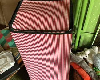 Storage bin with Christmas paper