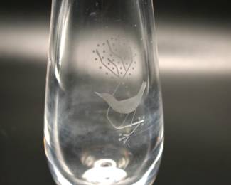 small etched crystal vase