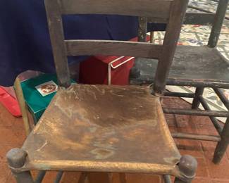 19th century antique rawhide leather chair