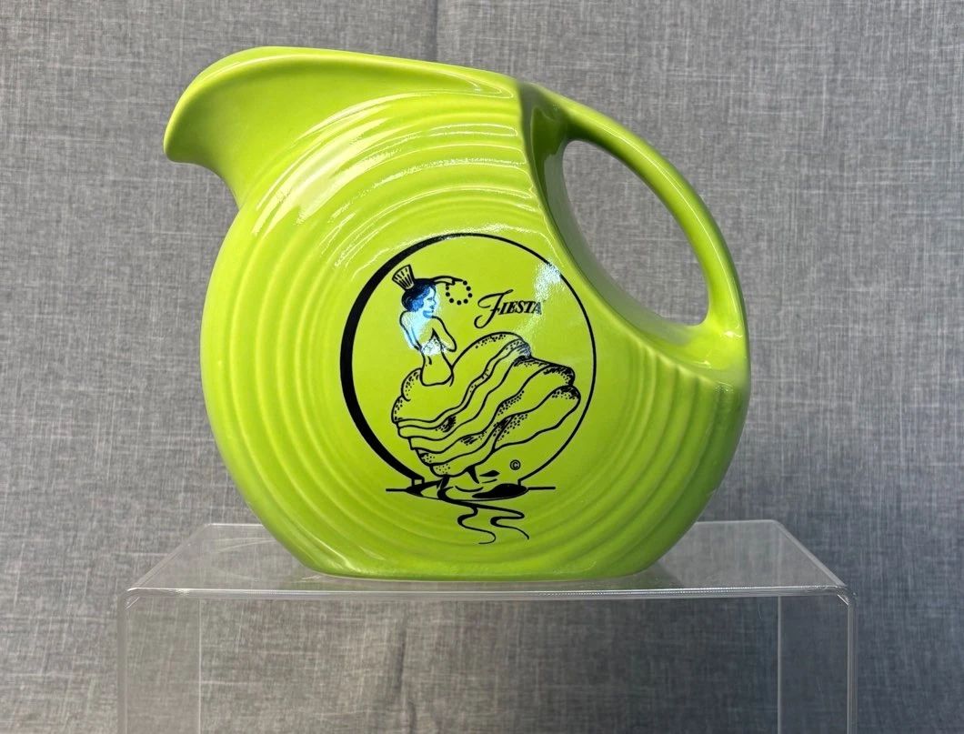 FIESTA 1PC Chartreuse Dancing Lady Disc Pitcher Retired The Homer Laughlin China Co.