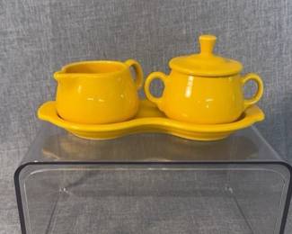 FIESTA 3 PC Set Figure 8 Tray With Creamer Sugar Bowl Yellow