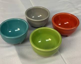 FIESTA 4PC Set Tripod Dipping Bowls Chartreuse, Pearl Grey, Persimmon Turquoise