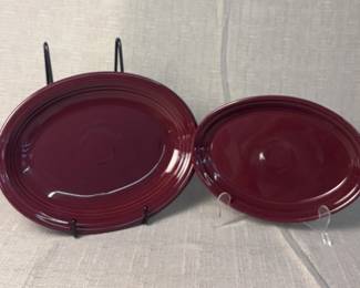 FIESTA 2 PC Set Small Medium Oval Serving Platters Claret Retired