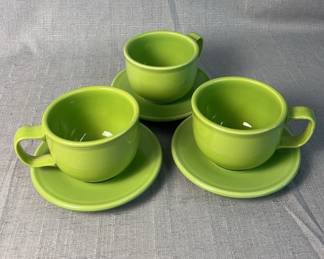FIESTA 6PC Set Jumbo Latte Mugs Saucers Chartreuse