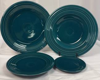 FIESTA 4 PC Set Large Pasta Bowl Retired, Chop Plate, Luncheon Plate Appetizer Plate Juniper