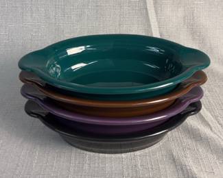 FIESTA 4PC Set Individual Casserole Dishes Black, Chocolate, Mulberry Evergreen
