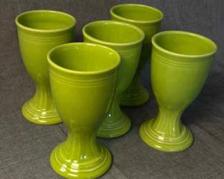 FIESTA 5PC Set Fiesta Wine Goblets Discontinued Chartreuse The Homer Laughlin China Co.