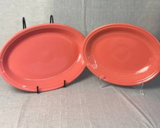 FIESTA 2 PC Set Medium Large Oval Serving Platters Flamingo